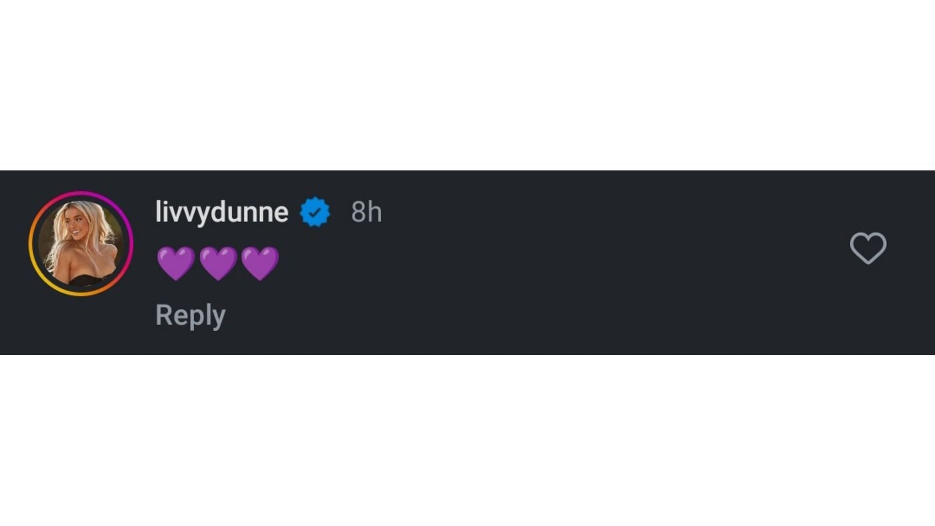 Screenshot of Dune's reaction on LSU Gymnastics' post (Image via: LSU Gymnastics' Instagram handle)